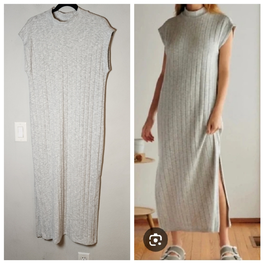 Anthropologie Saturday Sunday Elisabeth Grey Maxi Dress Soft Stretch Knit Medium
